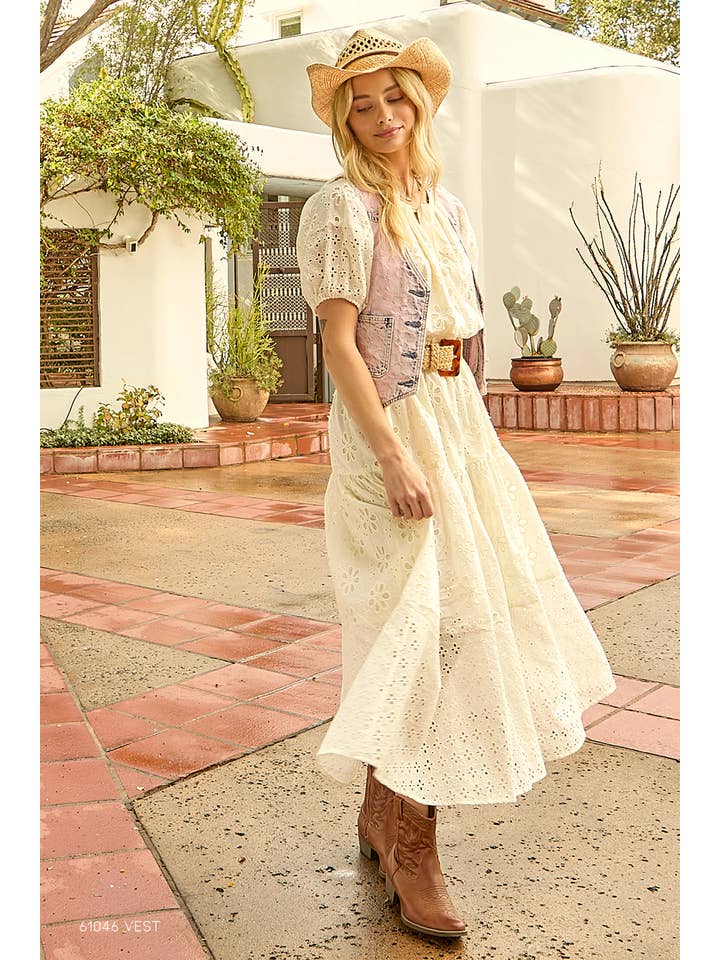 Mystree - Wholesale Dress - Women's - 61037 Puff Sleeve Tiered Eyelet Dress1