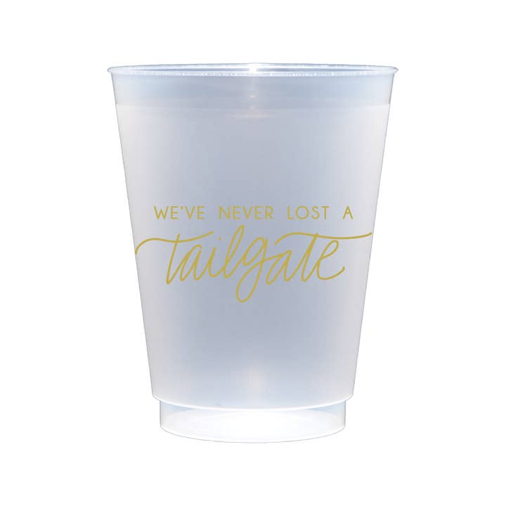 Birdie Mae Designs - Wholesale Disposable Cup - We've Never Lost A Tailgate GOLD | FrostFlex Set of 8 Cups4