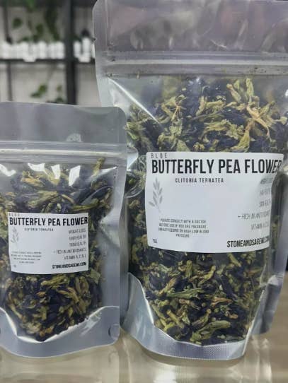 Blauwe vlindererwtenbloem biologisch | Clitoria ternatea Tea voor wholesale door ERTH World Corp DBA Stone+Sage