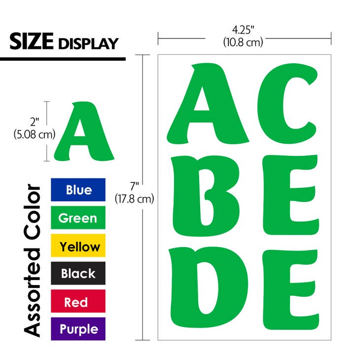 BAZIC Products - Wholesale Sticker - Kids & Baby - Alphabet & Number 2" Classic Color (10 SHEETS)1