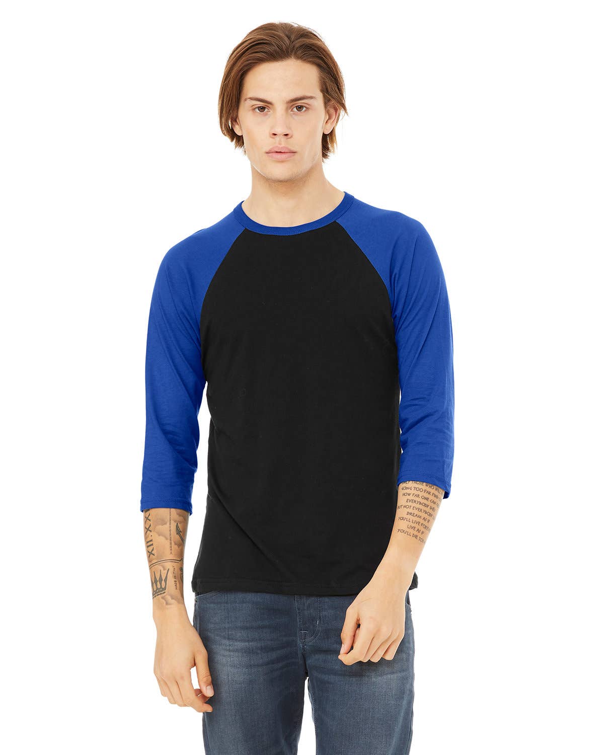 Total Apparel - Wholesale T-Shirt - Men's - Bella + Canvas 3200 - Unisex 3/4-Sleeve Baseball T-Shirt10
