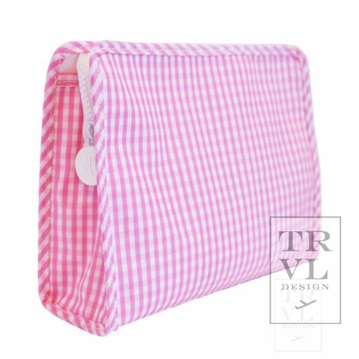 TRVL Design - Wholesale Pouch - Women's - Roadie Large - Gingham Pink1