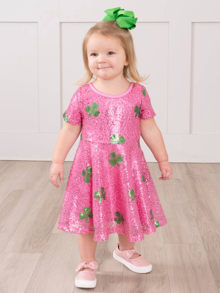 Sparkly Shamrock Sequin Dress for wholesale by Marie Nicole Clothing