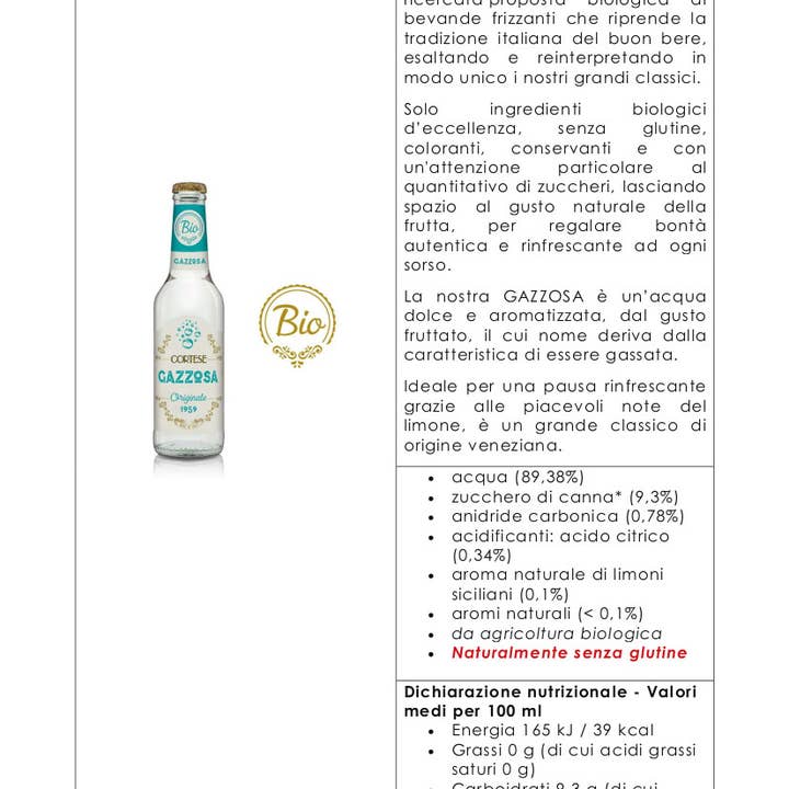 Metina SAS - Wholesale Soda/carbonated drink - Gazzosa Cortese Organic Non-Alcoholic Drink 27.5 cl.1