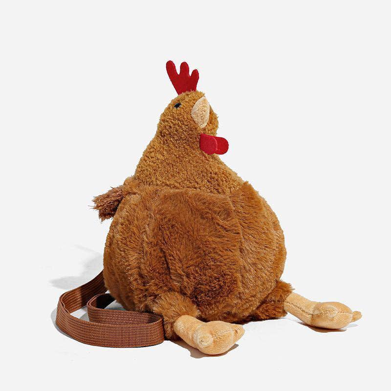 Frango maluco Bolsa de Pelúcia de Galinha Divertida Bolsa Tiracolo Fofa Tipo Balde para venda a revendedores na Faire3