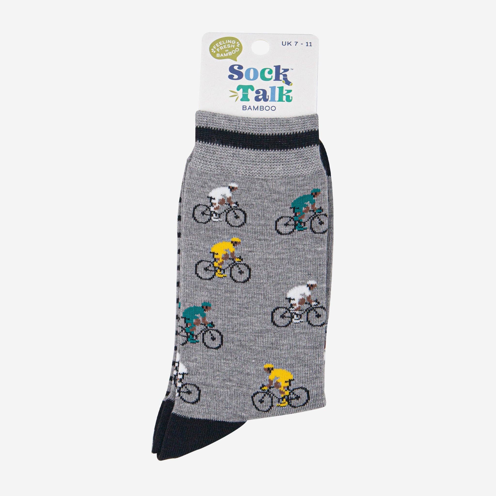 Sock Talk - Venta al por mayor Calcetines - Hombre - Calcetines de bambú para hombre - Gris jaspeado/Negro, Bicicletas de montaña3