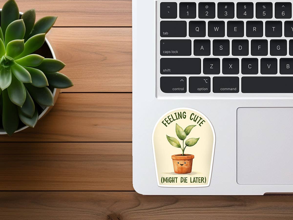 Missional Merch - Wholesale Sticker - Feeling Cute, Might Die Later | Funny Plant Sticker | Plants2