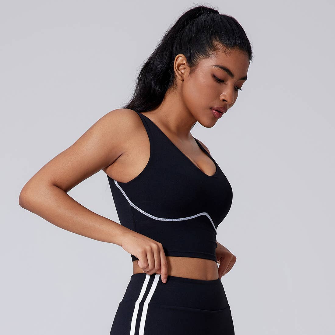 Sodalemon - Wholesale Athletic Top - Women's - Women Wide Strap Built-In Bra Support Yoga Workout Tank Top1