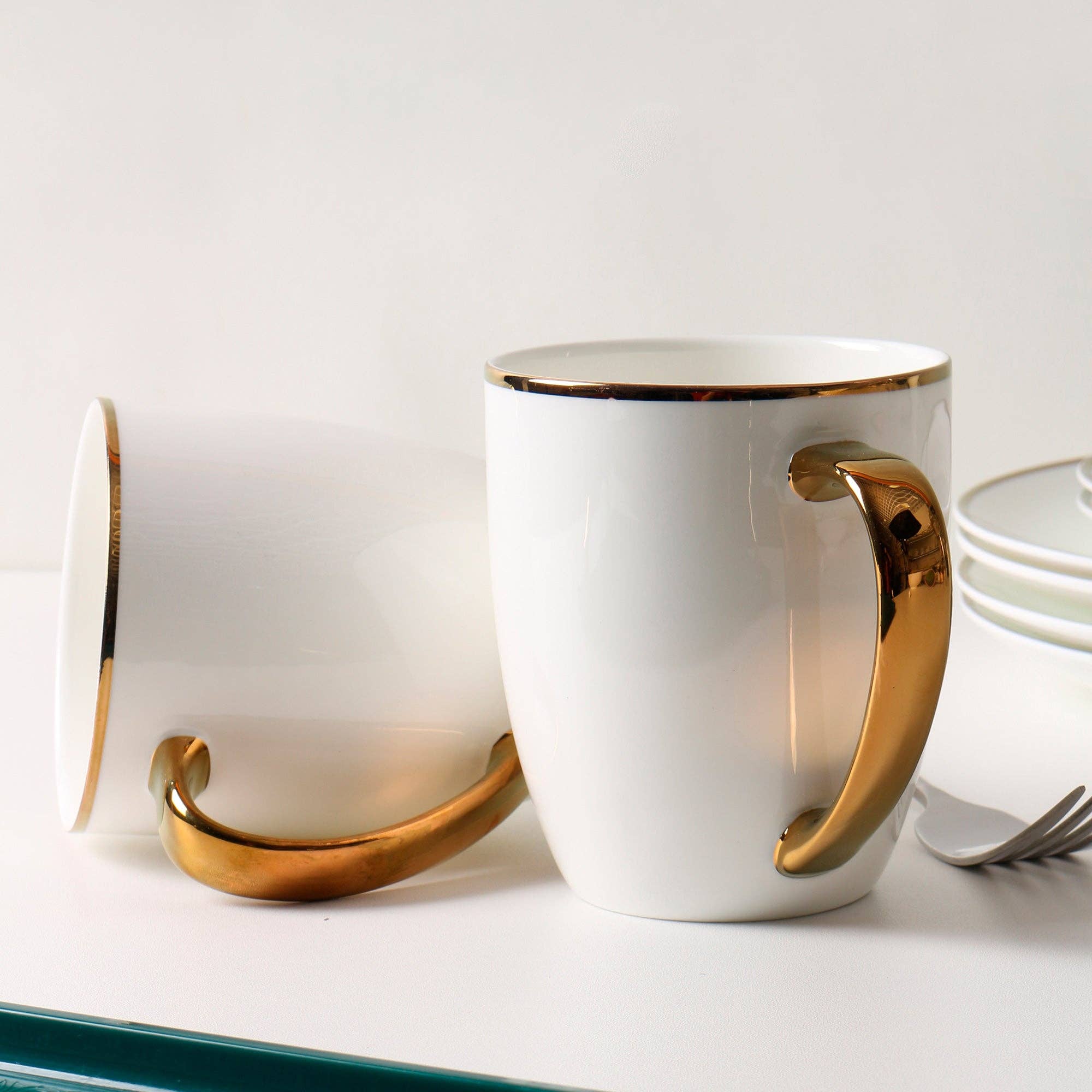 koken - Wholesale Dinnerware Set - KOKEN - 16 Pc Dinnerware sets for 4 - Porcelain dinnerware set - Plates and bowls sets - Dishes Set for 4 – Microwave safe plates and bowls sets - kitchen sets for home - White plates And Golden Rim8