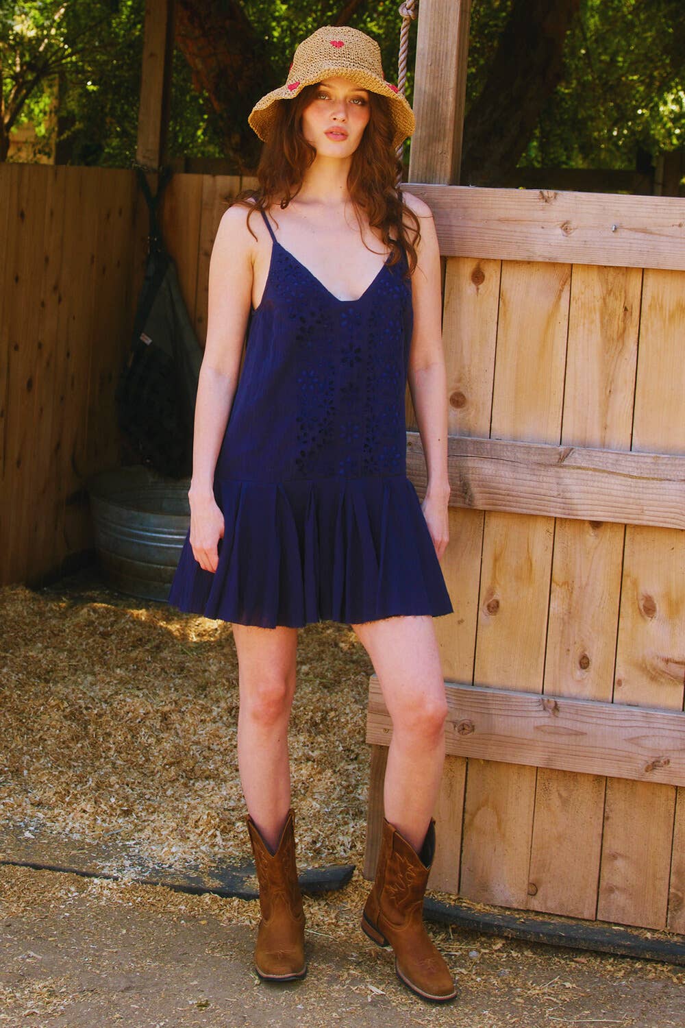 Lavande ID4290 Robe nuisette à taille basse en dentelle contrastante en vente sur Faire13