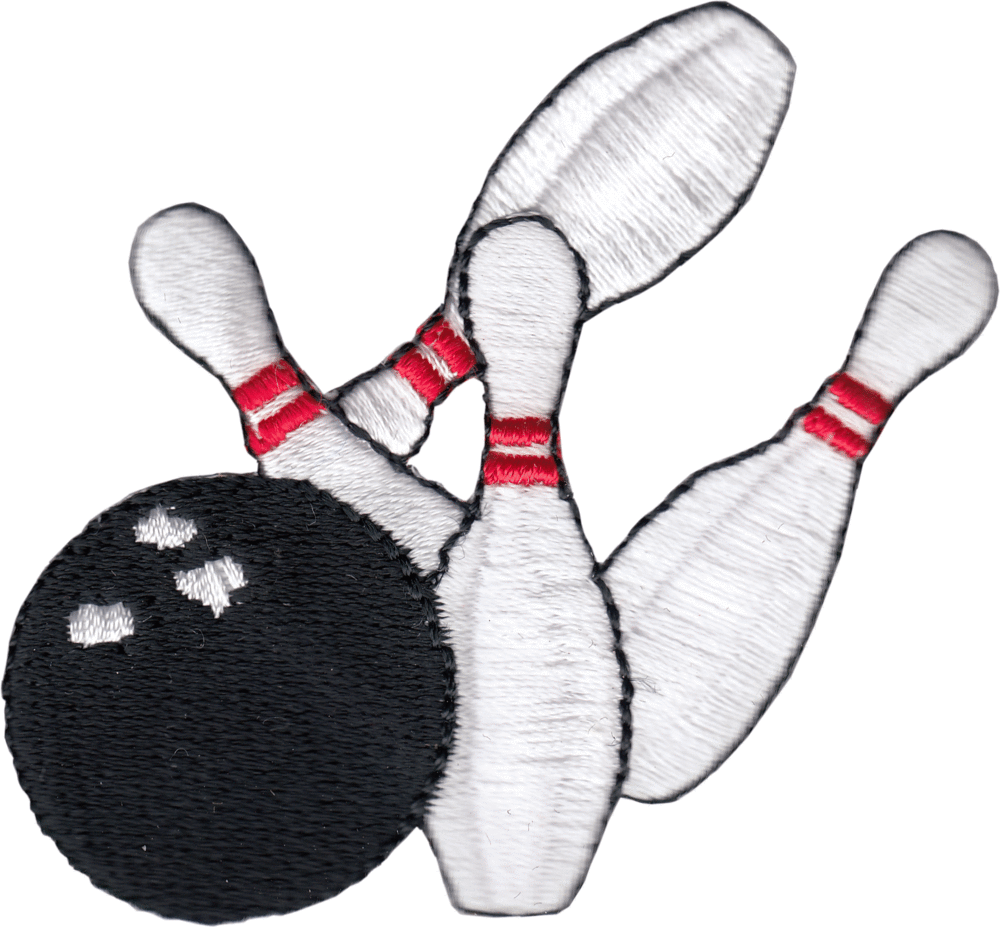 Square Deal Recordings & Supplies - Wholesale Patch - Patch - Bowling - Ball Hitting Four Pins - 2.5"0