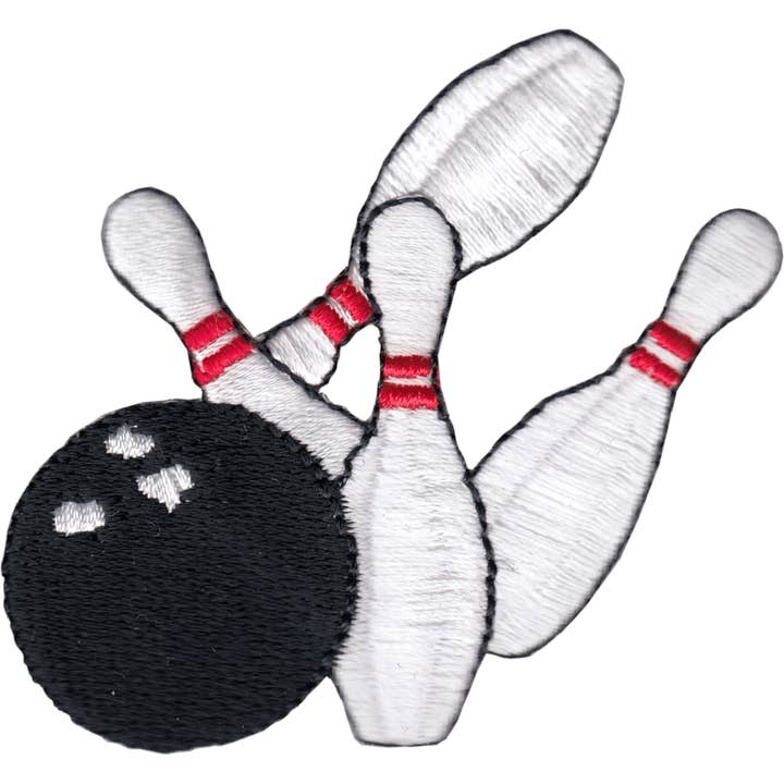 Square Deal Recordings & Supplies - Wholesale Patch - Patch - Bowling - Ball Hitting Four Pins - 2.5"
