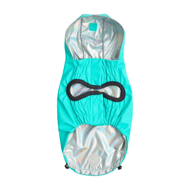 GF Pet - Wholesale Pet Raincoat - Dog - GF Pet Reversible Raincoat - Neon Aqua with Iridescent1