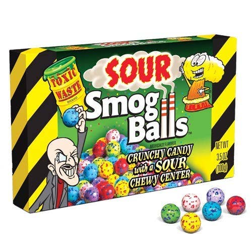 Long Island Candy Factory - Wholesale Hard Candy - Sour Smog Balls 3.5 ounce 12 count theater box