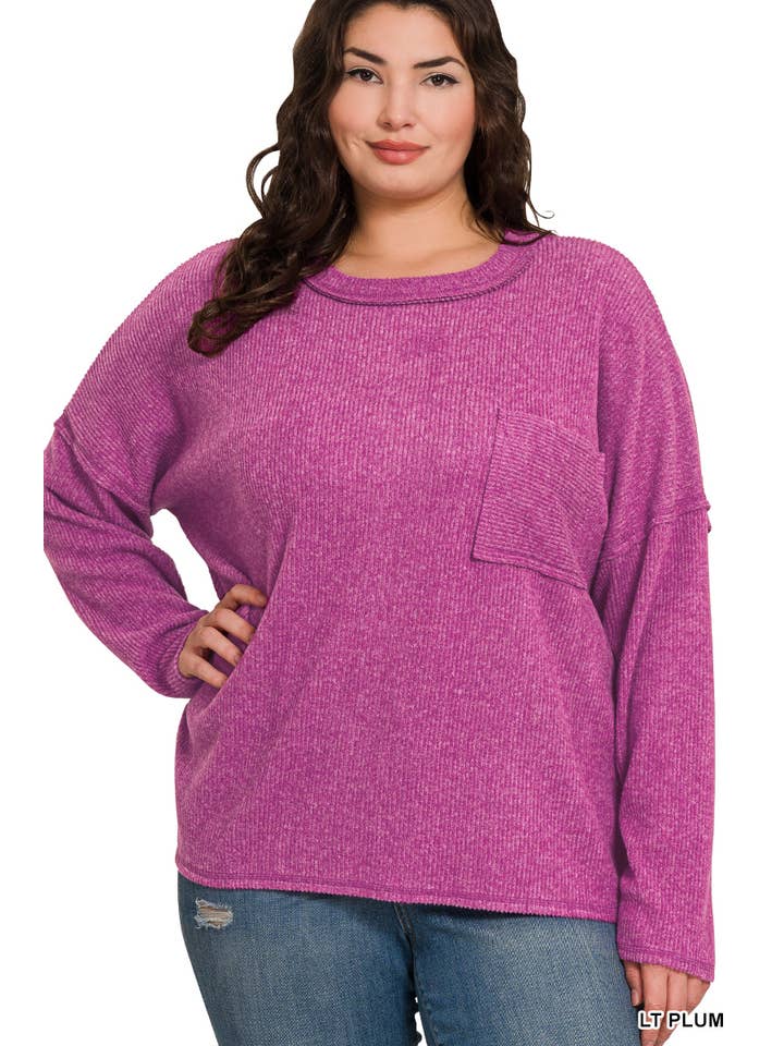 42POPS - Wholesale Knit Sweater - Women's - ",.SI-26742 Ribbed Brushed Melange Hacci Sweater4