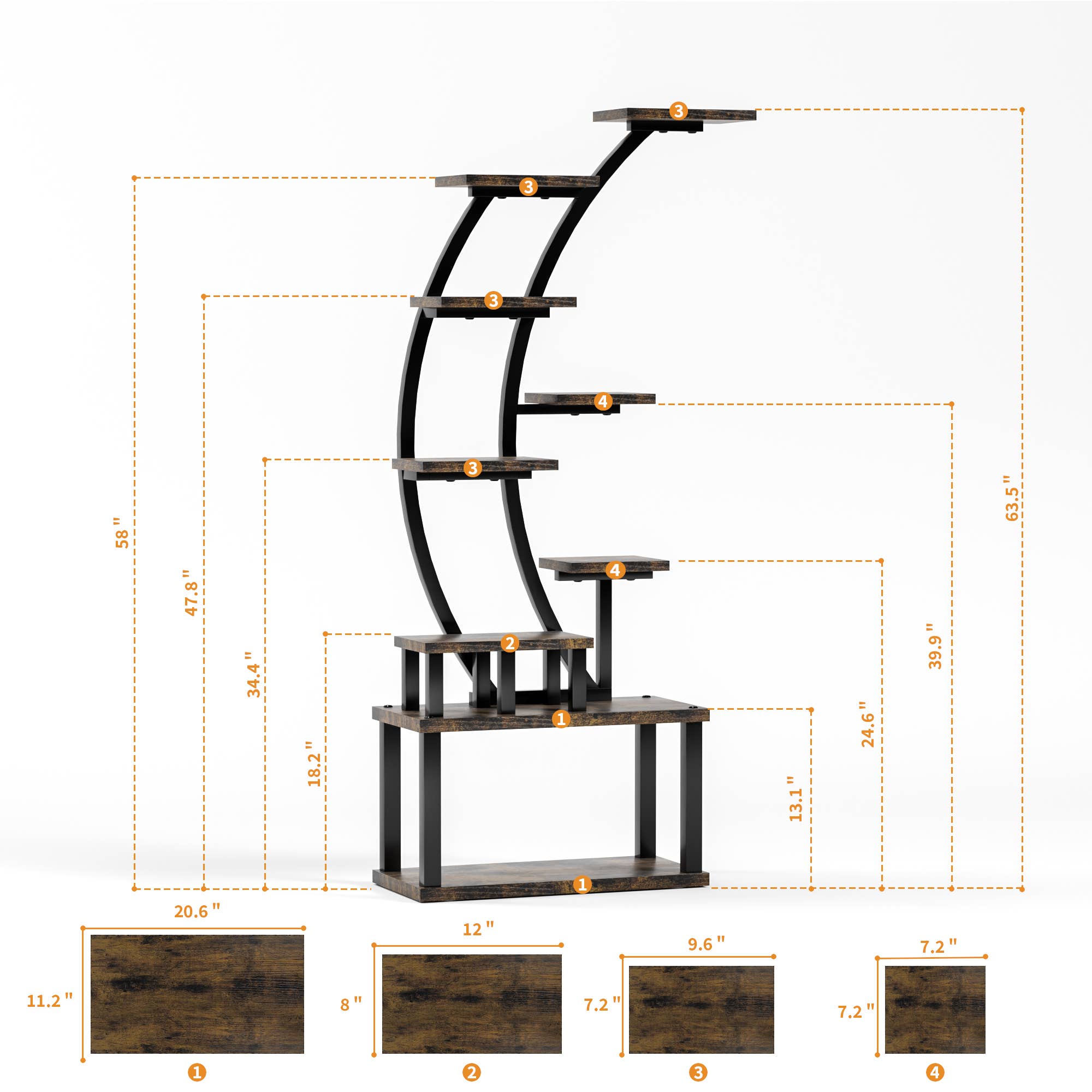 39F Inc. – Großhandel Blumentopfständer – Pflanzenständer innen 8/9/10-stufig mit 5 Pflanzenlampen4