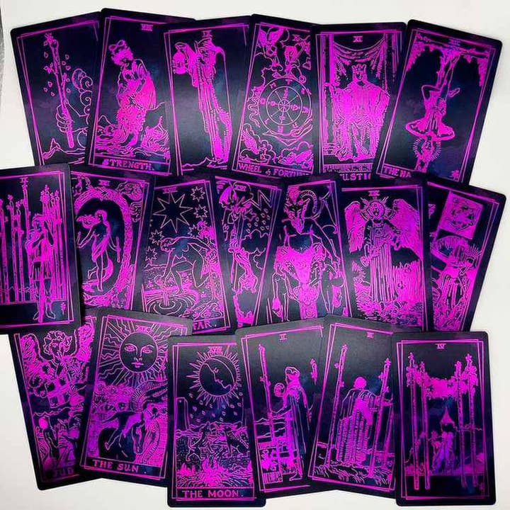 LA MUCI DESIGN – Großhandel Tarot-Karten – Vivant Tarot-Deck – Holografisches Pink & Blau Tarotkarten-Set