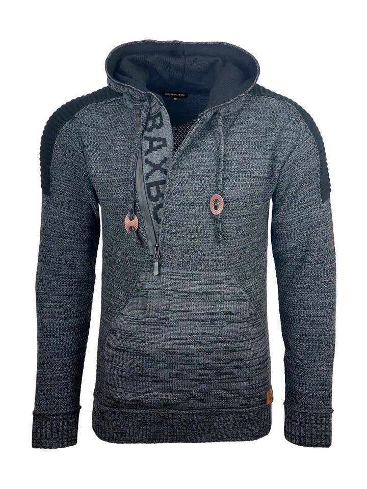 SUBLIMINAL MODE - Wholesale Knit Sweater - Men's - Men's zip collar hoodie BX2904