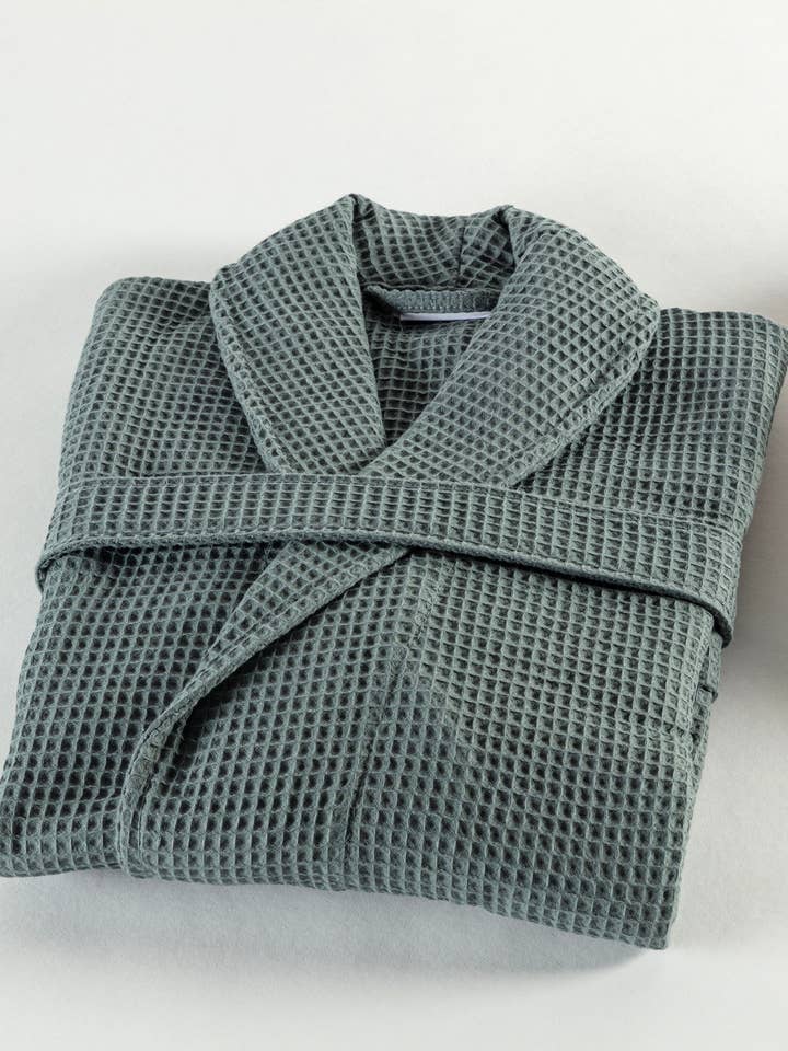 Casilin - Wholesale Robe - Unisex - Waffle Cotton - Sauna Bathrobe - Dark Green7