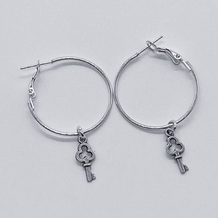 Silver Hoop Earrings With Charm for wholesale by ARTEMIS