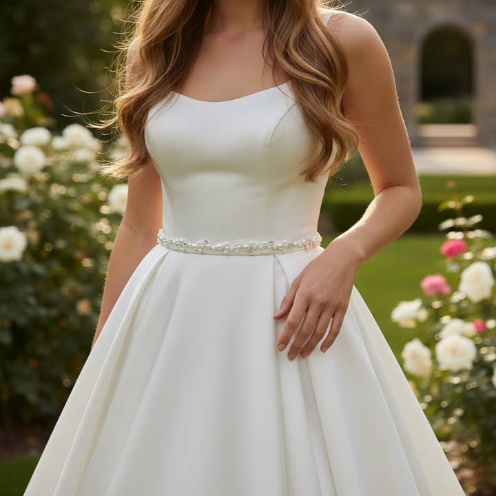 ATHENA COLLECTION - PEARL EMBELLISHED BRIDAL BELT - SILVER for wholesale by Athena Bridal Jewellery