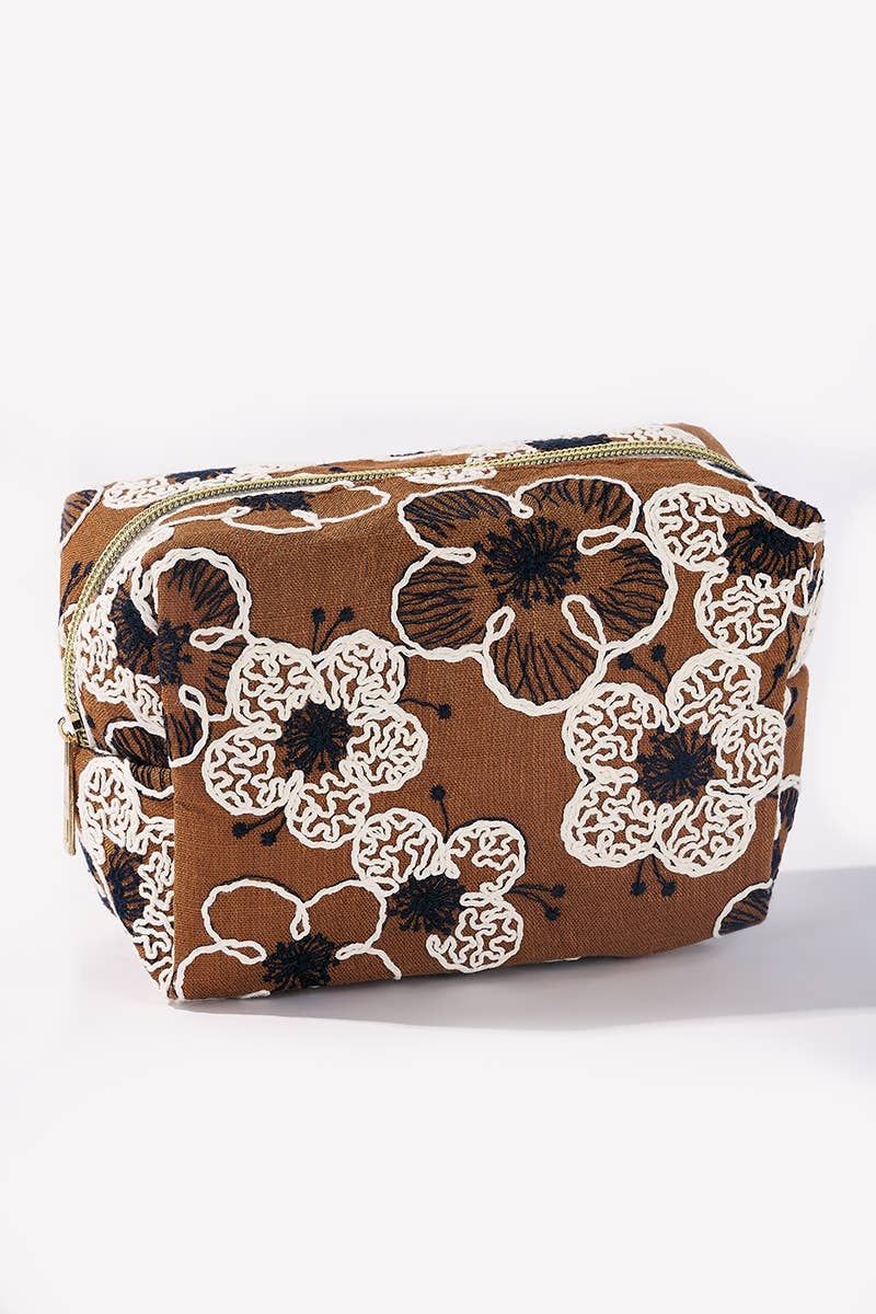 BYREN | ÉLINE L'ATELIER – Bolsa de higiene pessoal - Mulher por atacado – Estojo de maquilhagem com flores bordadas CY231JH1