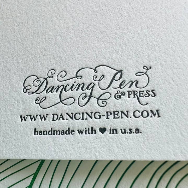 Dancing Pen & Press - Venta al por mayor Tarjetas de amor - Tarjeta de felicitación Letterpress «Nuestro amor es perenne»