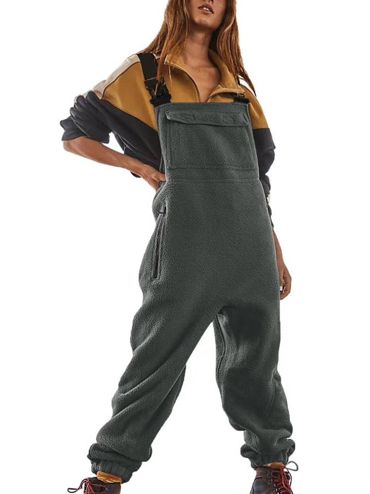 HIDDENBRAND - Wholesale Jumpsuit - Women's - Cargo Fleece Backpack Buckle Jumpsuits1