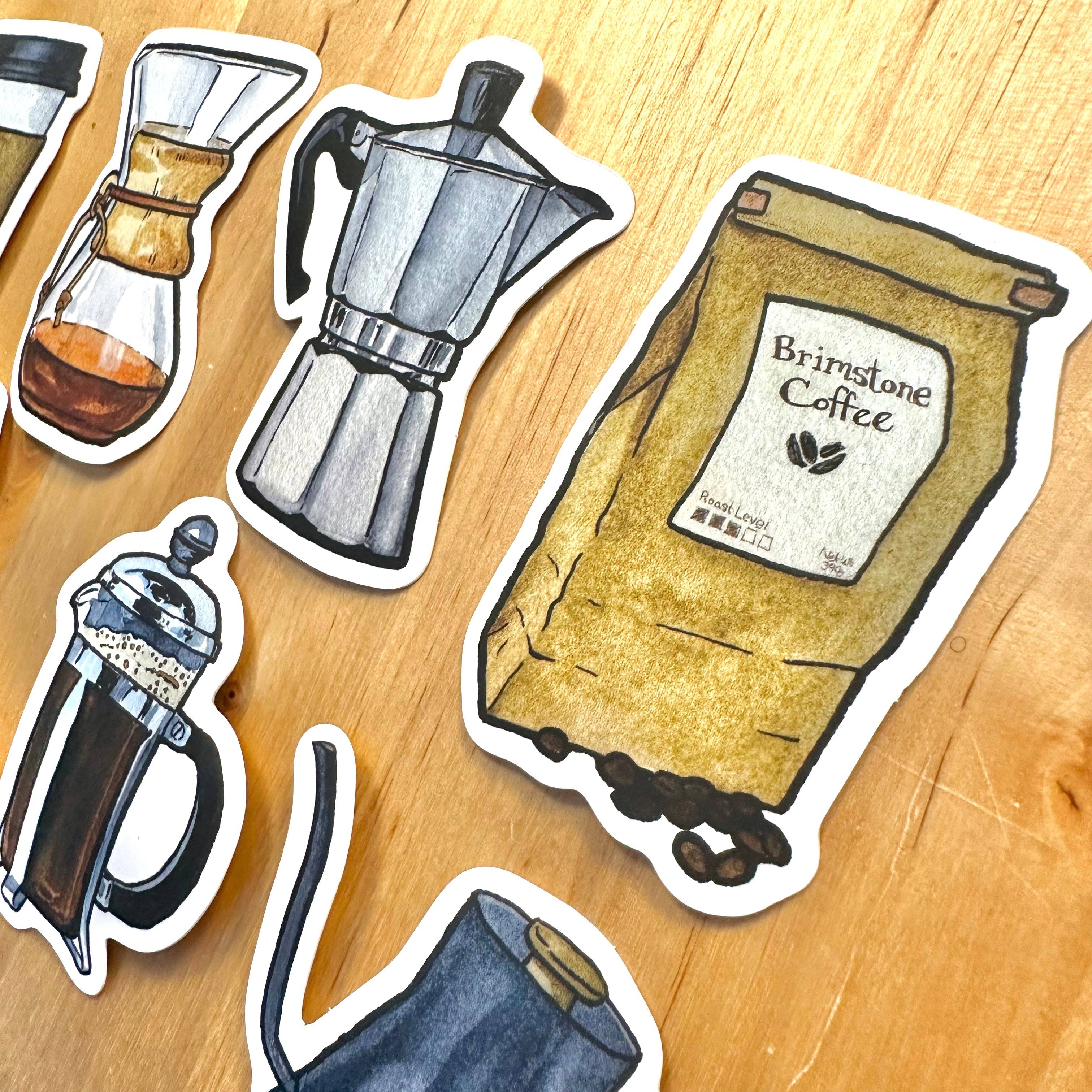 Fiber & Brimstone - Wholesale Sticker - Coffee Sticker Pack3