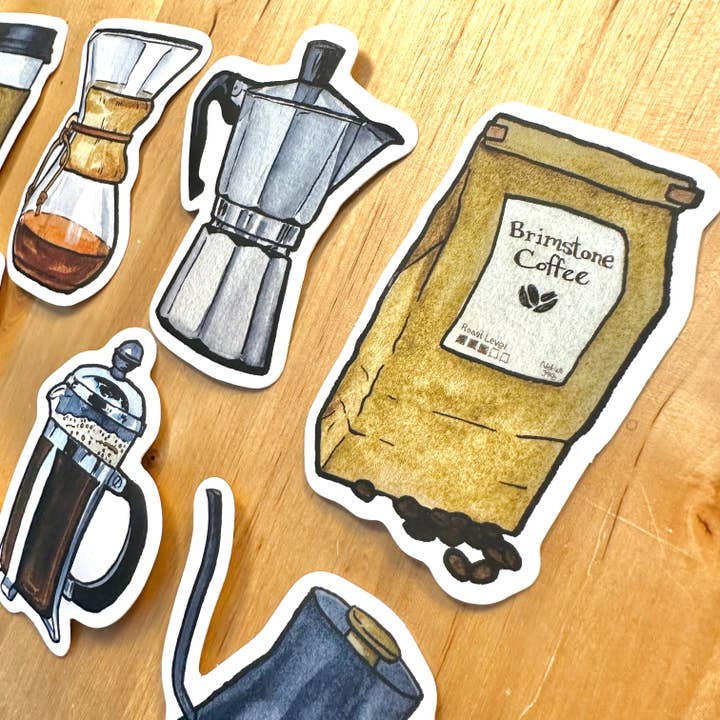 Fiber & Brimstone - Wholesale Sticker - Coffee Sticker Pack3