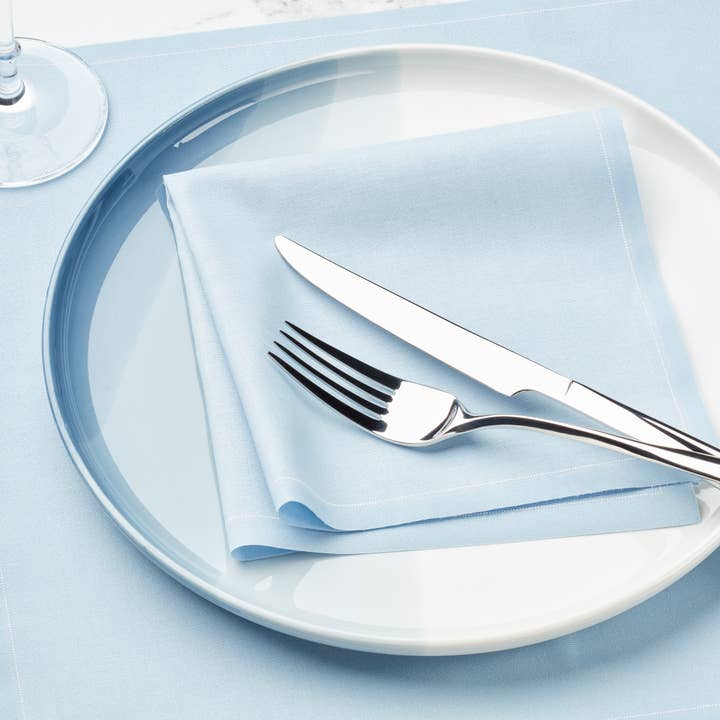 MY DRAP - Wholesale Dinner & Cloth Napkin - Foggy Blue Cotton Dinner Napkins 12 Units