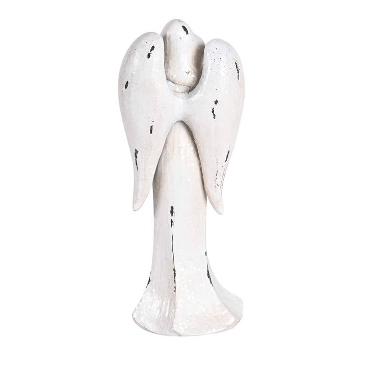 Cottage Garden - Wholesale Decorative Tabletop Object - Angel Figurine Distressed Holding Candle2