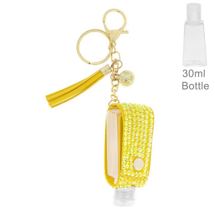 SP Sophia Collection - Wholesale Keychain - Women's - Rhinestone Hand Sanitizer Holder w/ Tassel Keychain