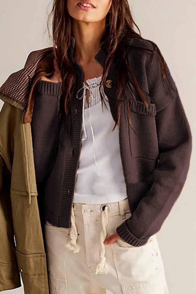 NINEXIS - Vente Pull en maille – femme - CWOCAL1806_MANTEAU EN TRICOT, CARDIGAN DE COULEUR UNIE7