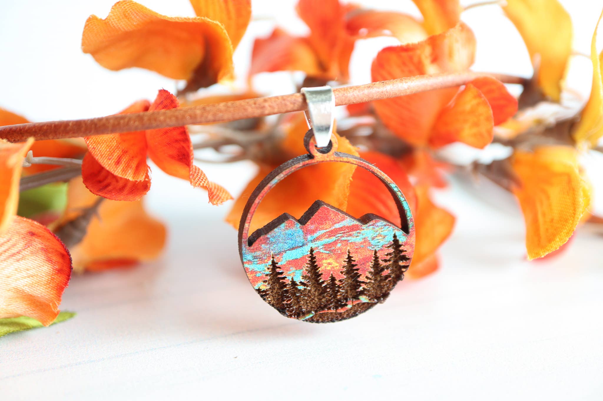 Nine Mile Creative - Wholesale Pendant/Charm Necklace - Copper Mountain Wood Pendant Adjustable Necklace1