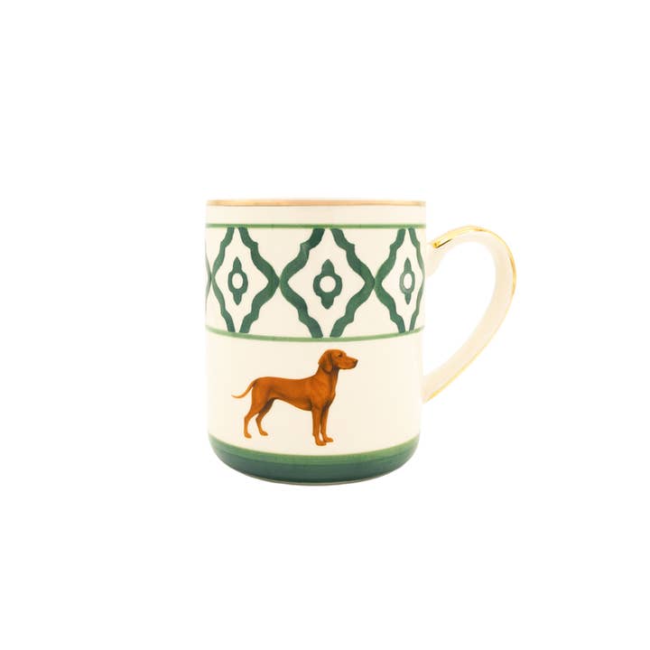 Coffee cup, model Vizsla, 18 karat gold, spruce green for wholesale by Michael Platin Design MW production GmbH & Co. KG