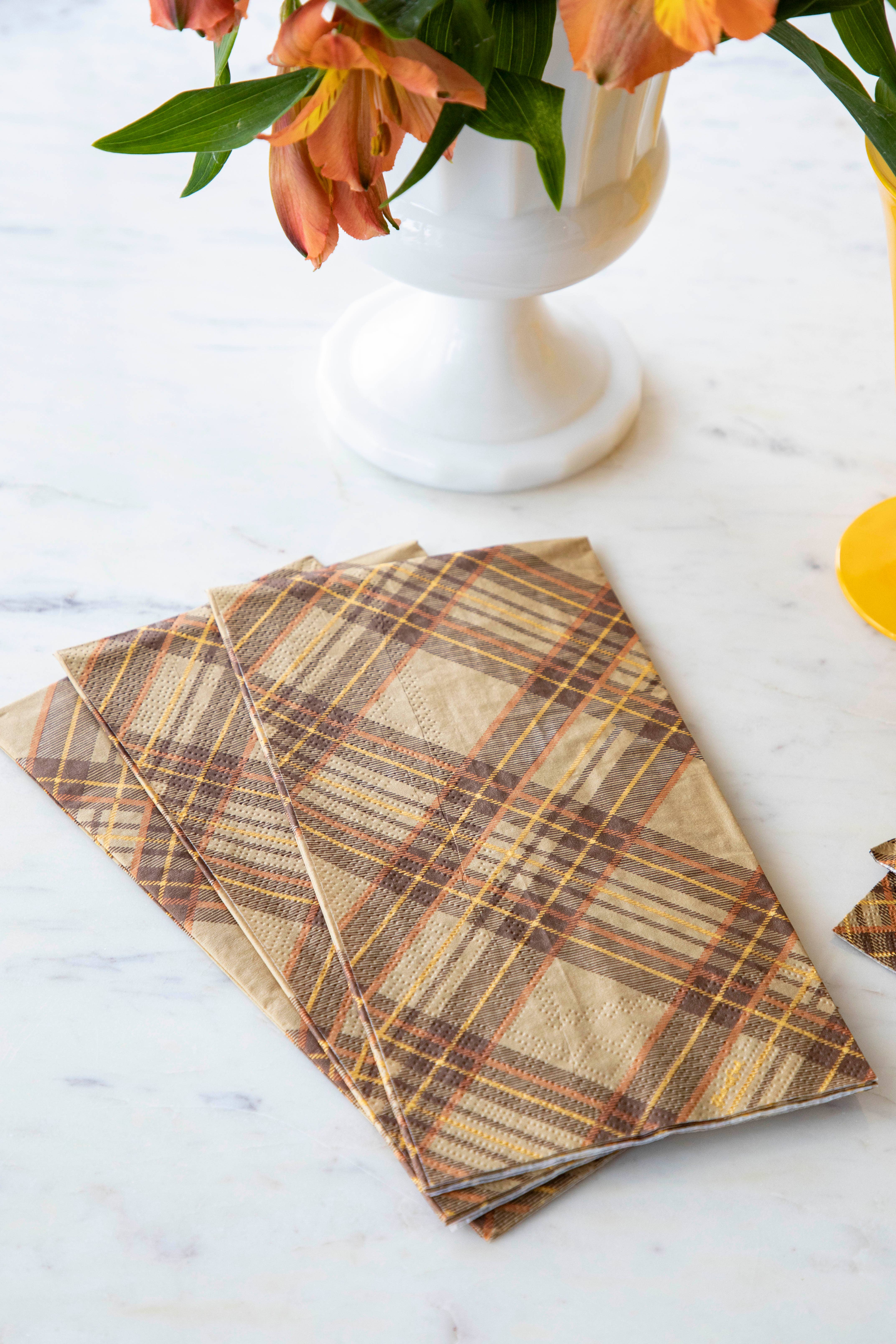 Hester & Cook - Stationery - Wholesale Disposable Napkin - Autumn Plaid Guest Napkin - Pack of 161