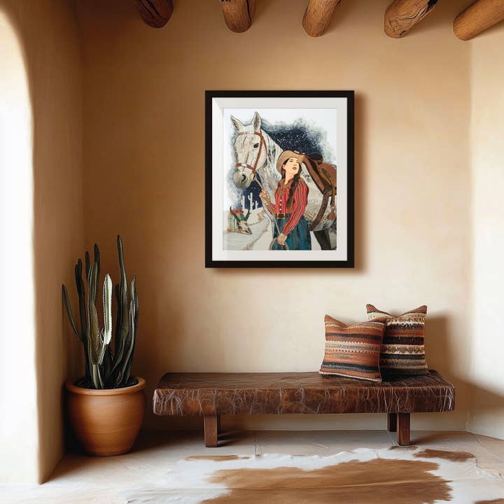 Art Print | Cowgirl with Horse Wall Art | SIGNS IN THE STARS for wholesale by Dolan Geiman