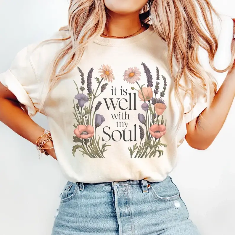 Off White IT IS WELL WITH MY SOUL CREWNECK TEE/SWEATSHIRT  for wholesale on Faire0