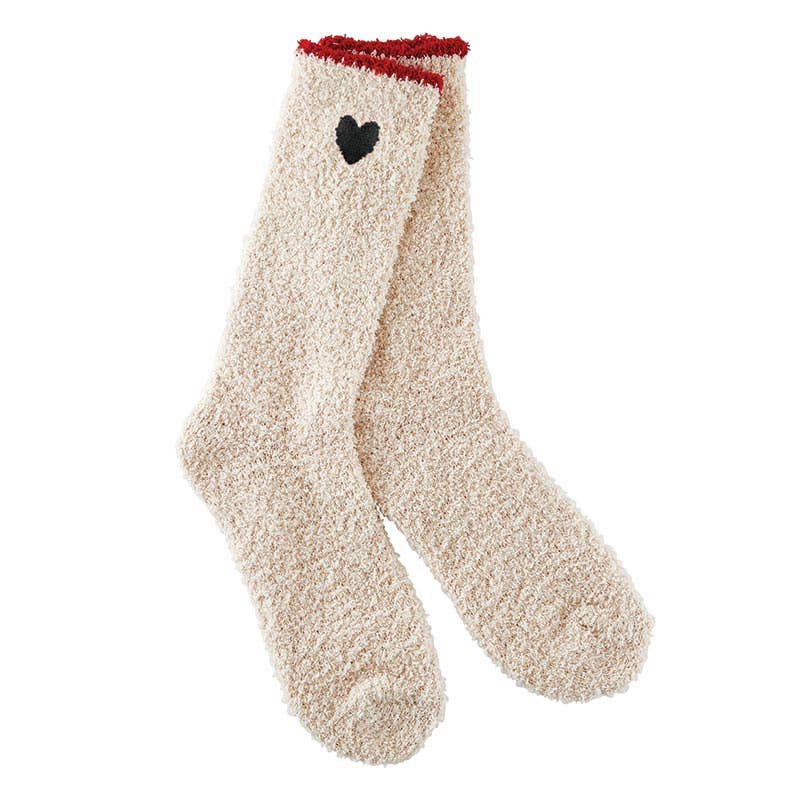 Bella Sleep + Spa - Wholesale Socks - Women's - Cozy Socks - Red Trim + Black Heart1