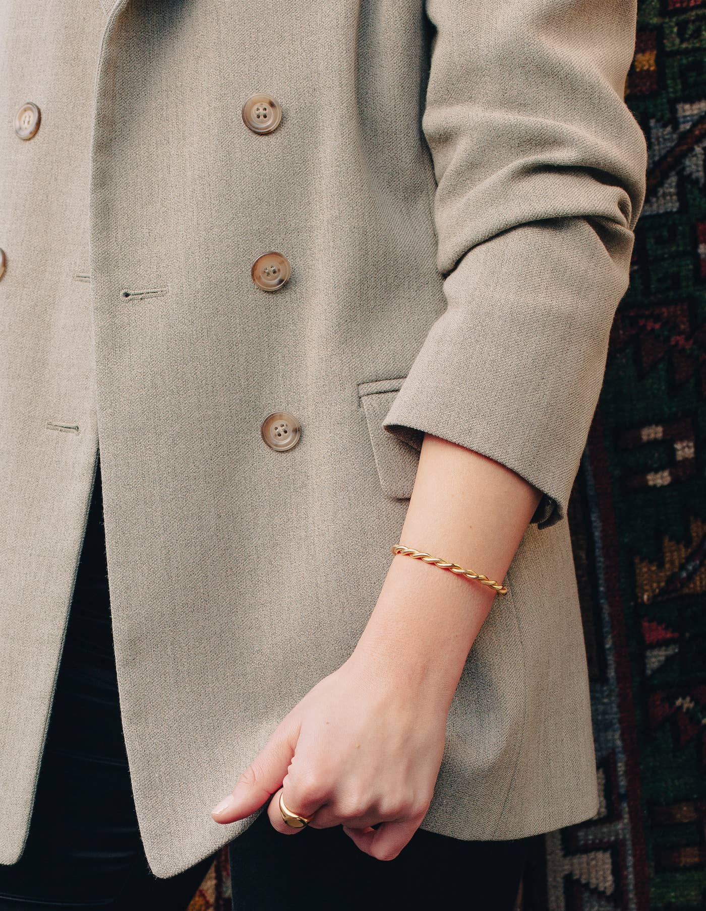 Nordic Muse – wholesale Cuff bracelet – Gold Twist Cuff Bangle, Waterproof9