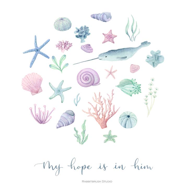 Narwhal in the Ocean - Psalm 39:7 for wholesale by Rabbitbrush Studio