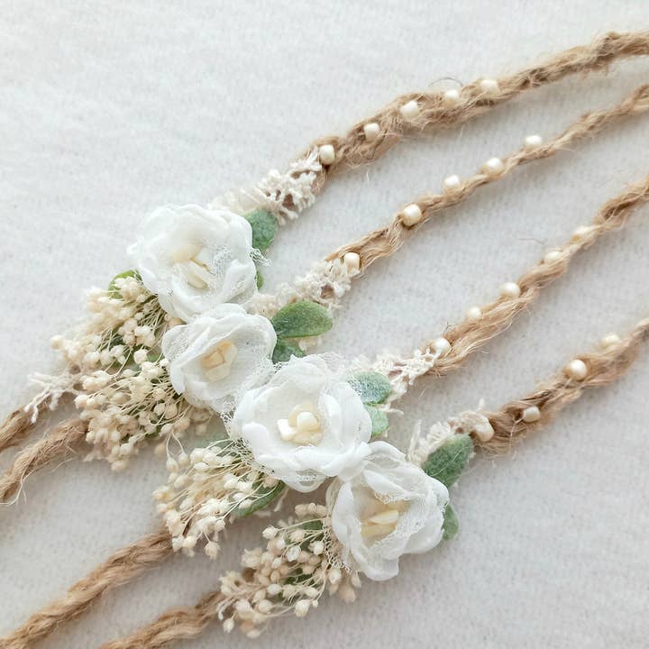 Off White baby girl headband prop, Dried flowers headband for wholesale by Heidy Berry