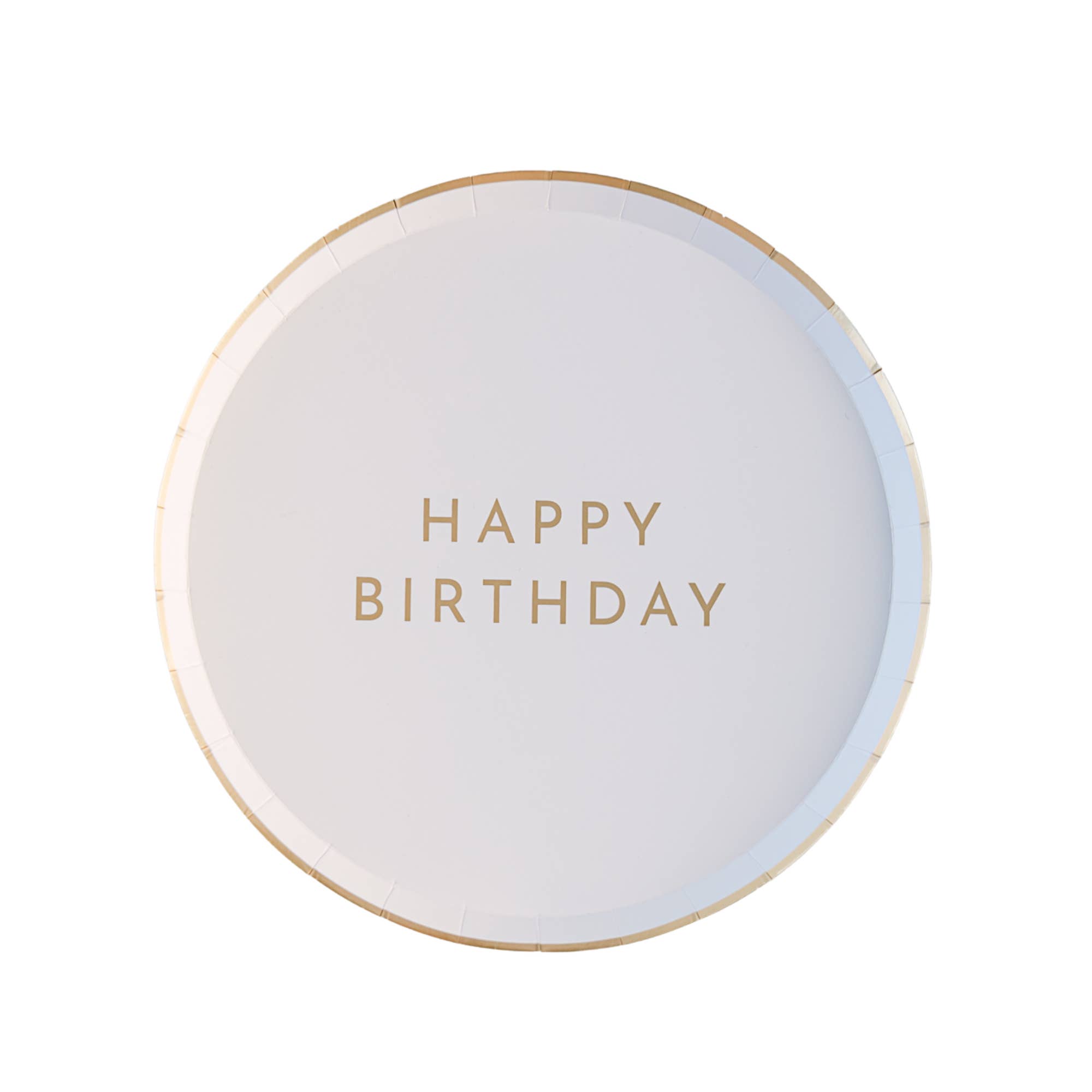Bonjour Fête - Wholesale Disposable plate - WHITE & GOLD SIGNATURE HAPPY BIRTHDAY SMALL PLATES