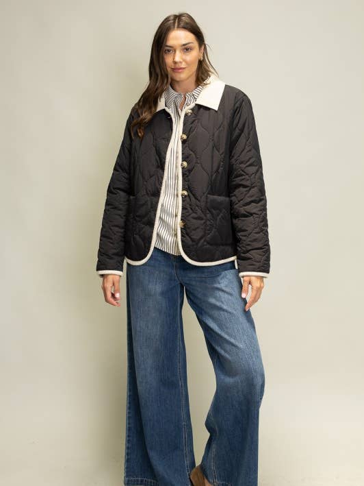 EO1124_B Quilted Button Down Jacket for wholesale by Heyson