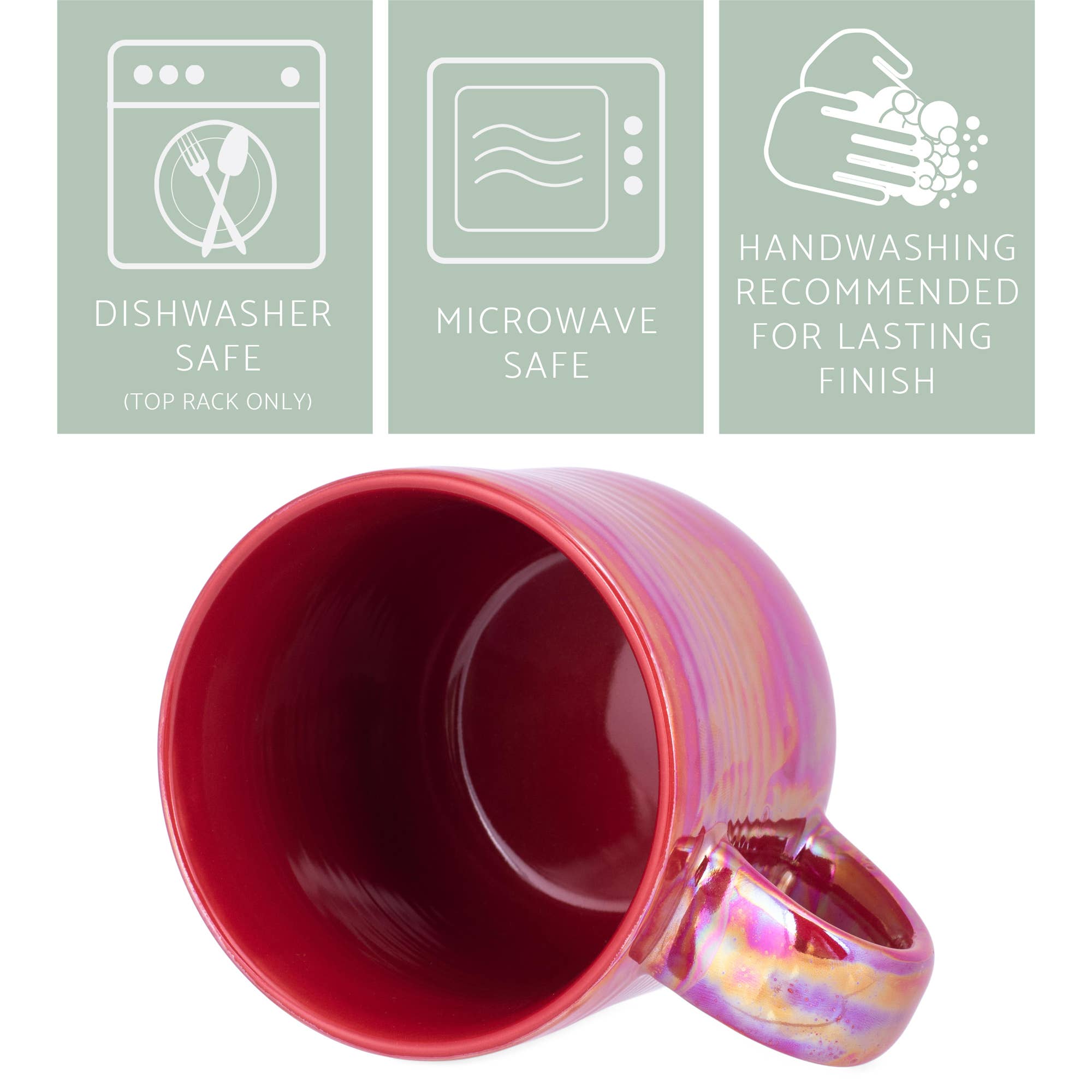 EAST AVENUE - Wholesale Coffee Mug - Mug 4-Pack 17oz Iridescent Ribbed Red PRICE IS PER MUG3