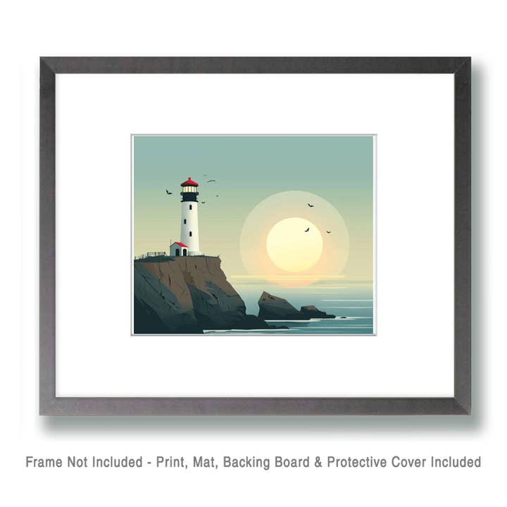 Mowbi - Wholesale Art Print - Minimalist Lighthouse Landscape 8"x10" Art Print