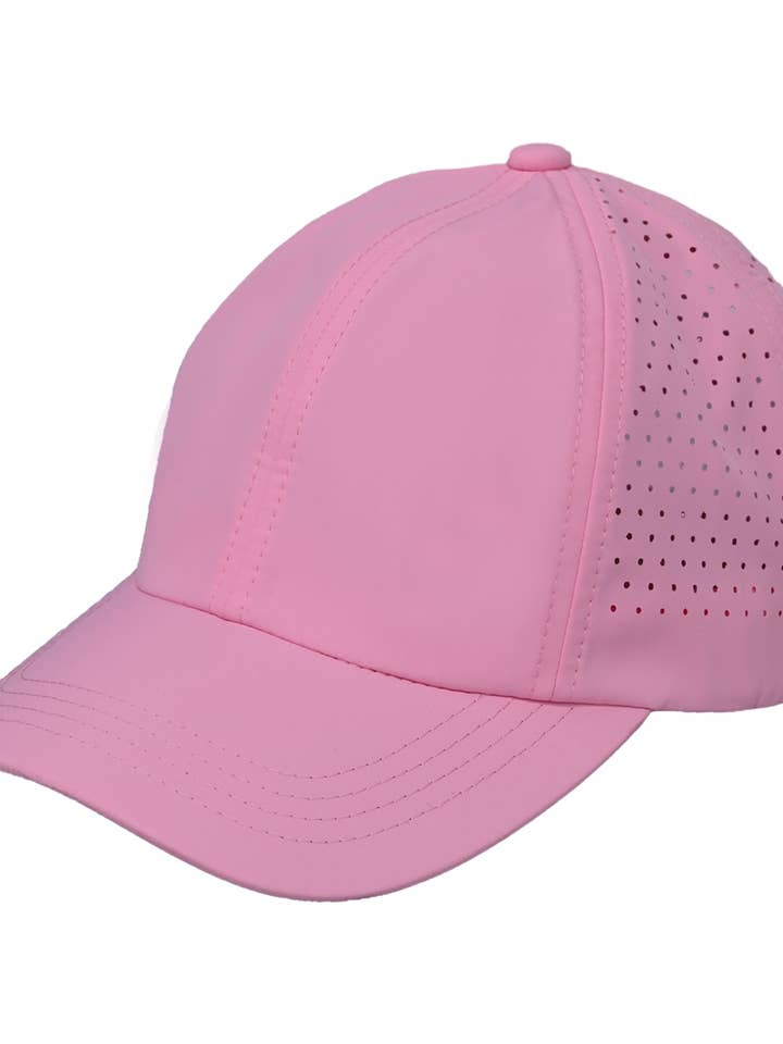 Laser Cut Unstructured Running Cap - Light Pink for wholesale by Funky Junque
