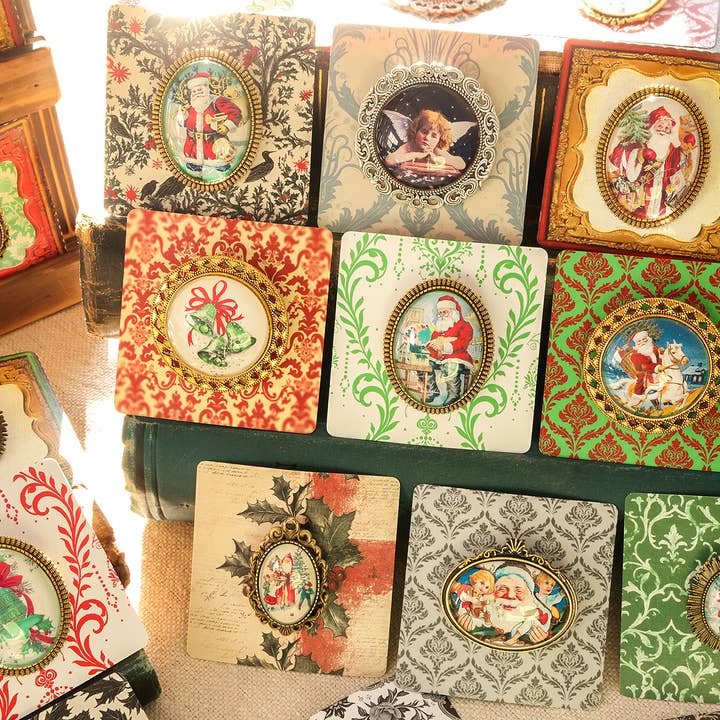 Asunder Bazaar - Wholesale Brooch - 20pc Vintage Christmas Brooches on Cards 1