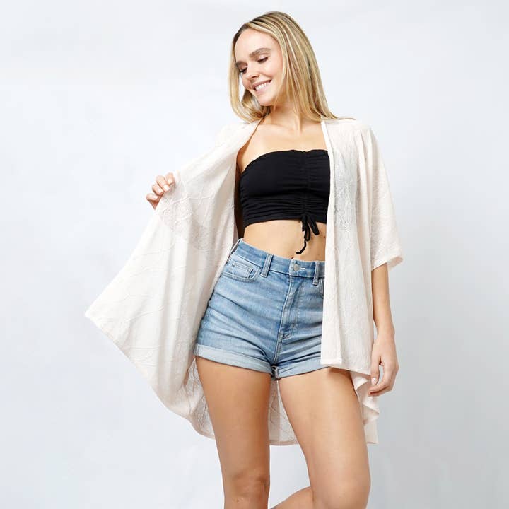 Sensibling Corp. - Wholesale Kimono - Women's - Textured Jersey Relaxed Fit Kimono Poncho9